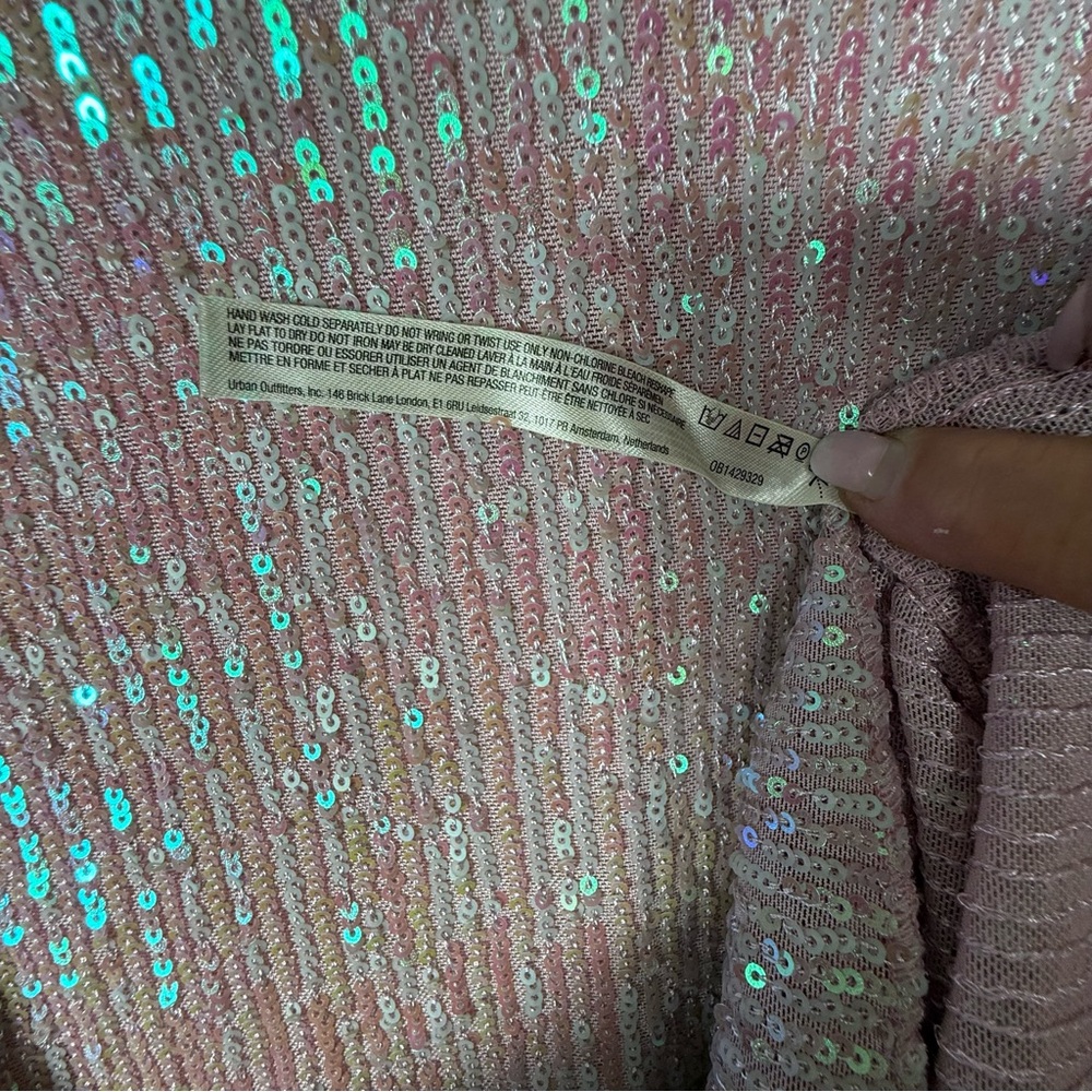 Free People Gold Rush Sequin Top In Champagne Float Pink, Size Small, NWOT. - Picture 7 of 16